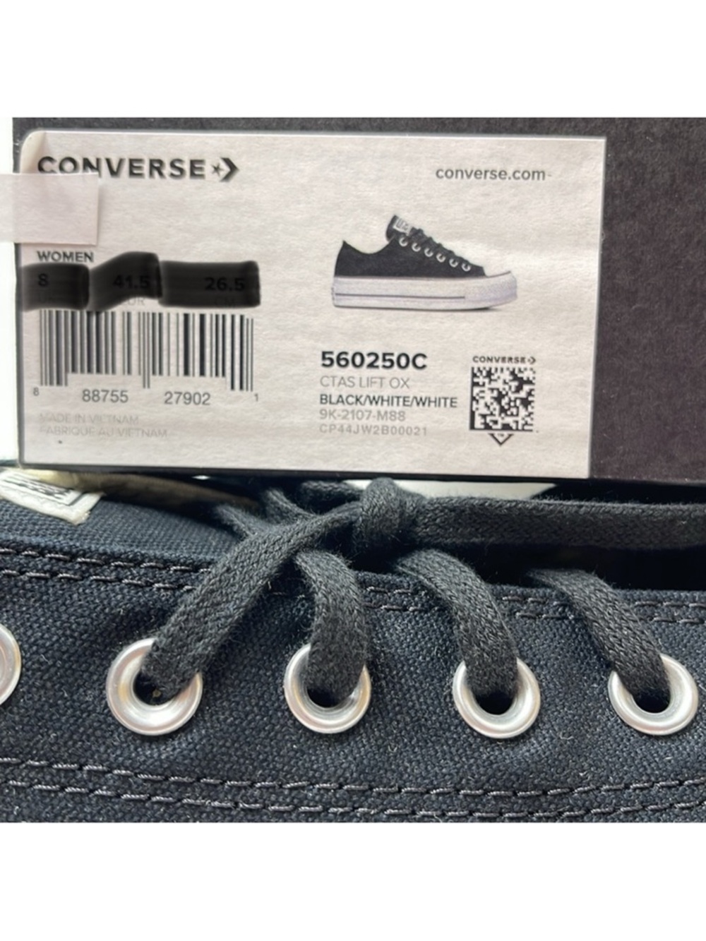 Converse WMNS CTAS LIFT OX
BLACK/WHITE/WHITE 560250C Platforms Sneakers - Picture 16 of 16